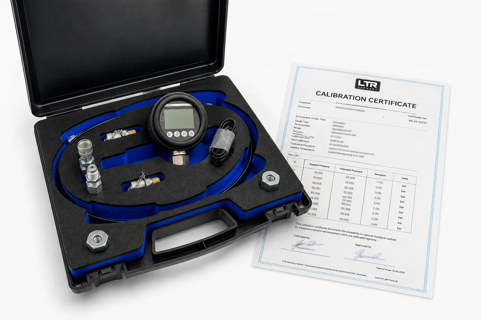 Service kit with calibration certificate: traceable to national standards