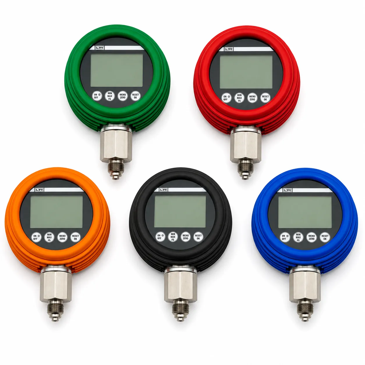 DM80 M in all five colours: green, red, orange, black and blue